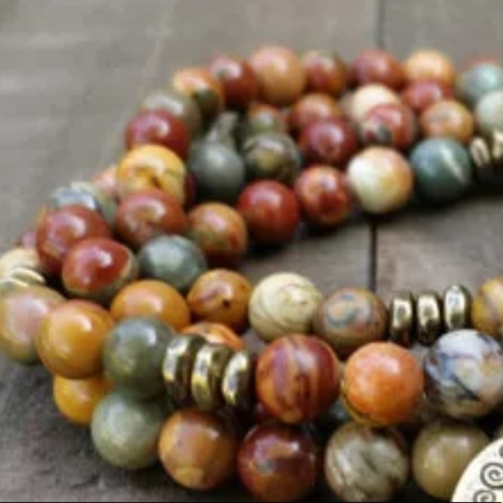 Picasso jasper gemstone Mala Bracelet/necklace